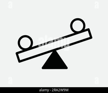 Scale Balance Icon. See Saw Fair Justice Judgement Balancing Weight Seesaw Bar Measurement Black White Graphic Clipart Artwork Symbol Sign Vector EPS Stock Vector