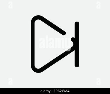 Skip Line Icon Next Track Fast Forward Audio Media Music Movie Playback Right Arrow Player Black White Graphic Clipart Artwork Symbol Sign Vector EPS Stock Vector