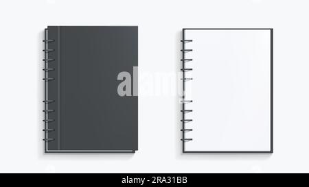 lying realistic notepads top view on white Stock Vector