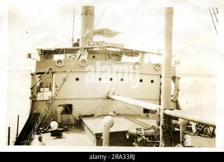 Photograph of the Fore Side of the Bridge of the SS Wearwood. Photograph Of Foree Fore Side Of Bridge. Sept. 23rd. 1918. Photograph of S. S. Wearwood. Nationality: - American. Tonnage: - 3221. Captain: - J. W. Arkley. Owners: - Constine Pickering S. S. Co. Where From: - Matanzas, Cuba. Destination: - U. S. A. Where Photographed: - Charleston S. C. Sixth Naval District. By Whom Photographed: - J. B. Dearborn. Date: - Sept. 17., 1918.. 1918-09-17T00:00:00. Stock Photo