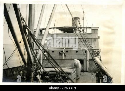 Photograph of the Fore Side of the Bridge of the SS Kalomo. Photograph Of Fore Side Of Bridge. August 31st., 1918/ Photograph Of S. S. Kalamo. Nationality: -British. Tonnage: - 5019. Captain: - H. J. Abbey. Owners: - Ellerman Bucknall S. S. Co. Where From: - Genoa, Italy. Destination: - Not Known. Where Photographed: - Charlestons, S. C. Sixth Naval District. By Whom Photographed: - J. B. Dearborn. Date Photographed: - August 26th., 1918.. 1918-08-26T00:00:00. Stock Photo