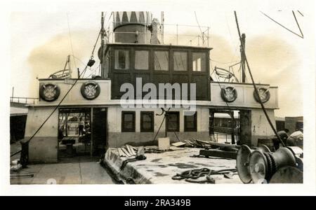 Photograph of the Fore Side of the Bridge of the SS Angel B. Perez. Photograph Of Fore Side Of Bridge. May 18th., 1918. Photograph of S. S. Angel B. Perez. :- Nationality: - spanish, Tonnage: - 2500. Captain: - Aroturo Menendec. Owners: -Angel B. Perez. Where from:- Huelva, Spain. Dest. Being repaired. Where photographed:- Savannah, Ga. Sixth Naval District. By whom: - J. Boyd Dearborn. Date:- May 12th., 1918.. 1918-05-12T00:00:00. Stock Photo