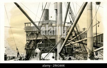 Photograph of the Fore Side of the Bridge of the SS Bavarian. Photograph Of Fore Side Of Bridge. May 17th., 1918. Photograph of:-Bavarian. Nationality- American. Tonnage-3898. Captain C. A. von Heygendorff. Owners-Navy Cargo Carring Vessel. Where from- Bassens, France. Dest. Norfolk, & over the sea. Where photographed-Brunswick, Ga. Sixth Naval District. By whom photographed- J. Boyd Dearborn. Date Photographed- May 10th., 1918.. 1918-05-10T00:00:00. Stock Photo