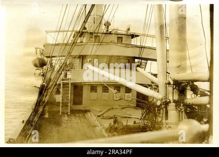 Photograph of the Fore Side of the Bridge of the SS Olinda. Photograph Of Fore Side Of Bridge. Date: - June 13 1918. Photograph of S. S. Olinda. Nationality: - Cuban. Tonnage: -2376. Captain: - T. Hagestad. Owners: - Munson S. S. Co. Where from: - Nuevitas, Cuba. Destination: - New York, N. Y. Where Photographed: - Charleston, S. C. Sixth Naval District. By Whom Photographed: - J. B. Dearborn. Date Photographed: - June 7th., 1918.. 1918-06-07T00:00:00. Stock Photo