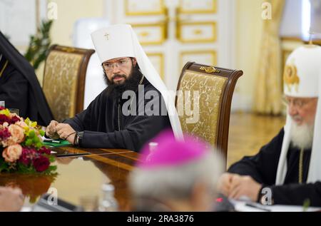 Vatican, Vatican. 29th June, 2023. Moscow, Russia, 2023/6/29.His Holiness Patriarch Kirill meets with the S.E . Matteo Zuppi president of the Catholic Bishops' Conference of Italy in Moscow, Russia. Photograph by Sergey Vlasov, Russian Orthodox Church Press Service /Catholic Press Photo RESTRICTED TO EDITORIAL USE - NO MARKETING - NO ADVERTISING CAMPAIGNS Credit: Independent Photo Agency/Alamy Live News Stock Photo