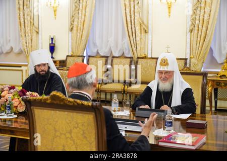 Vatican, Vatican. 29th June, 2023. Moscow, Russia, 2023/6/29.His Holiness Patriarch Kirill meets with the S.E . Matteo Zuppi president of the Catholic Bishops' Conference of Italy in Moscow, Russia. Photograph by Sergey Vlasov, Russian Orthodox Church Press Service /Catholic Press Photo RESTRICTED TO EDITORIAL USE - NO MARKETING - NO ADVERTISING CAMPAIGNS Credit: Independent Photo Agency/Alamy Live News Stock Photo