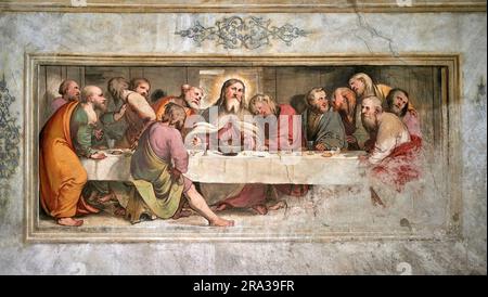 Ultima cena  - affresco - Gerolamo Romanino - 1534 - Pisogne (Bs), Pieve di santa Maria della Neve Stock Photo