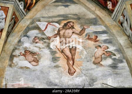 particolare da “ Resurrezione “   - affresco - Gerolamo Romanino - 1534 - Pisogne (Bs), Pieve di santa Maria della Neve Stock Photo