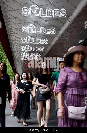 Paris, France. 30th June, 2023. Illustration of the 2023 summer sales in Paris, France on June 30, 2023. Photo by Alain Apaydin/ABACAPRESS.COM Credit: Abaca Press/Alamy Live News Stock Photo