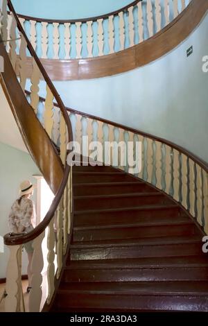Spiral staircase in Gaujiena Manor, O. Vacietis Secondary School, Gaujiena, Latvia Stock Photo
