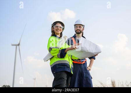 Engineer working with confident. Worker outdoor working. Mega project construction. Stock Photo
