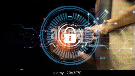 cyber security It is a system developed to act as a security for access to data, networks, devices, programs and attacks that will cause damage or acc Stock Photo