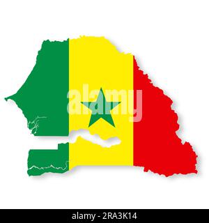 Senegal flag map on white background with clipping path 3d illustration Stock Photo