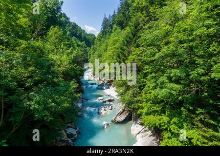 Innsbruck Sillschlucht of river Sill, Bergisel ski jump in