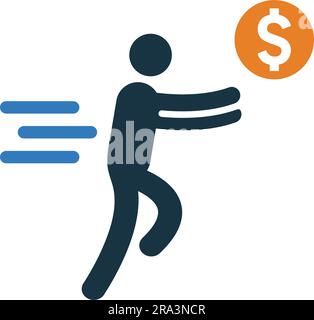 Chasing Money icon. Fully editable vector EPS use for printed materials and infographics, web or any kind of design project. Stock Vector