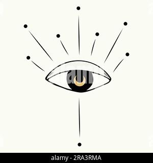 Hand drawn All seeing eye line icon. Third eye symbol. Mystical and esoteric eye. Vector illustration. Stock Vector