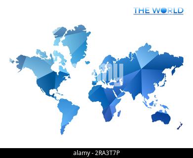 Vector polygonal The World map. Vibrant geometric world in low poly style. Captivating illustration for your infographics. Stock Vector