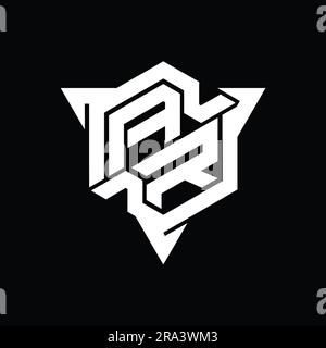 AR Letter Logo monogram hexagon shape with triangle outline sharp slice ...
