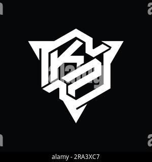 KP Letter Logo monogram hexagon shape with triangle outline gaming ...