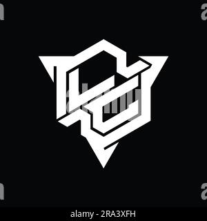 LC Letter Logo monogram hexagon shape with triangle outline gaming ...