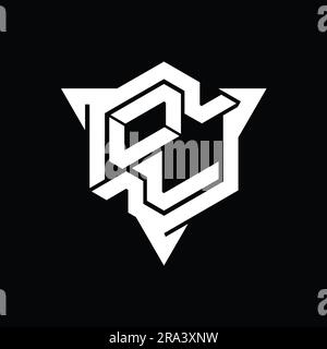 OL Letter Logo monogram hexagon shape with triangle outline gaming ...