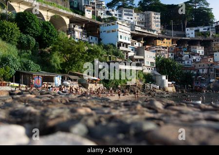 Salvador, Bahia, Brazil - January 14, 2022: View of the Gamboa community near the Museum of Modern Art in Salvador, Bahia. Stock Photo