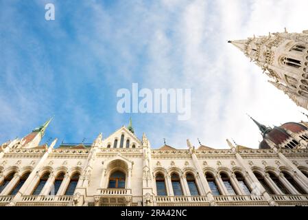 Hungarian Parliament building low angle view Stock Photo