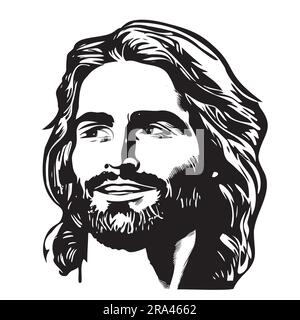 Face of Jesus abstract sketch hand drawn in doodle style illustration Stock Vector