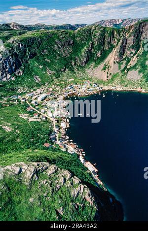 Aerial image of Francois, Newfoundland, Canada Stock Photo