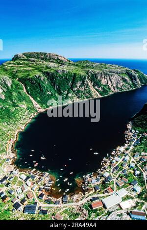 Aerial image of Francois, Newfoundland, Canada Stock Photo