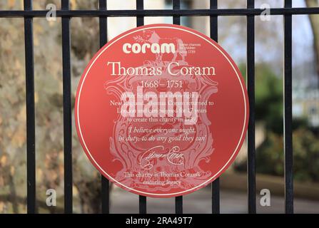 Thomas Coram, who made his fortune in the USA by shipbuilding, on his return he founded the Foundling Hospital for orphans, still a childrens' charity Stock Photo