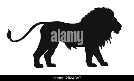 vector illustration of silhouette of king lion on white background ...