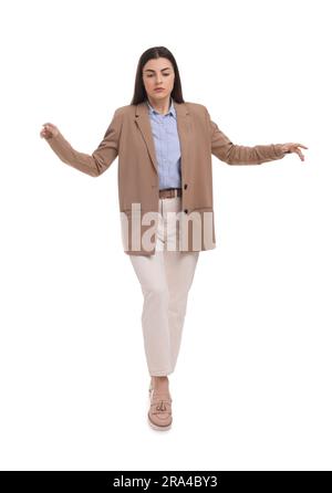 Beautiful young businesswoman posing on white background Stock Photo