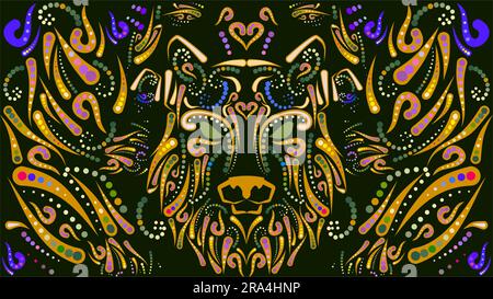 wolf head mexican talavera mosaic colorful banner illustration in vector format Stock Vector