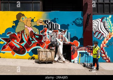 Seattle, USA. 22 Jun, 2023. Abandoned building clean up on 2nd and Pike street. Stock Photo