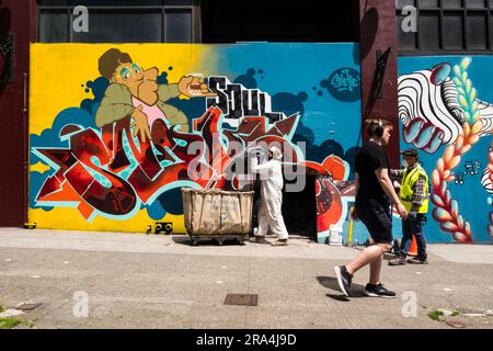 Seattle, USA. 22 Jun, 2023. Abandoned building clean up on 2nd and Pike street. Stock Photo