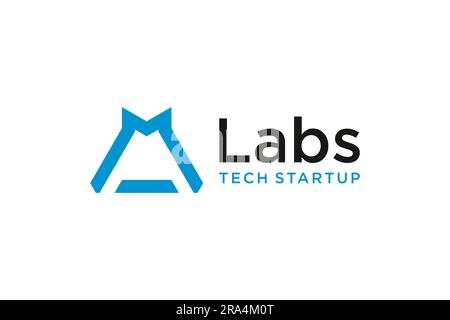 Letter M monogram logo design. for lab science technology Stock Vector