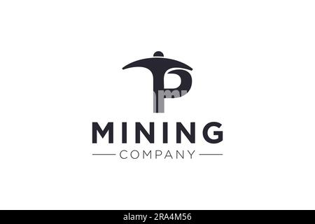 Letter P Mining logo icon design template vector Stock Vector