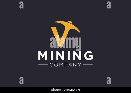 Letter V Mining logo icon design template vector Stock Vector