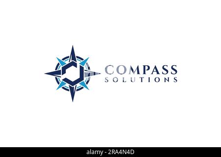 Letter J logo icon compass design template elements. Minimalist and modern vector illustration design suitable for business Stock Vector