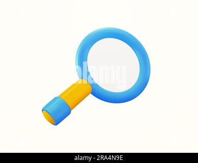 3d magnifying glass isolated, in minimal style, isolated on white background. Icon for spy, zoom, search, look, seek, research, find, analyze. 3d vector illustration. Vector illustration Stock Vector