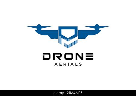 Letter P Drone logo design template. Photography drone icon vector. Creative design. Stock Vector