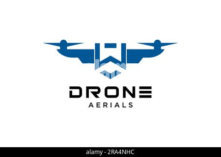 Letter W Drone logo design template. Photography drone icon vector. Creative design. Stock Vector