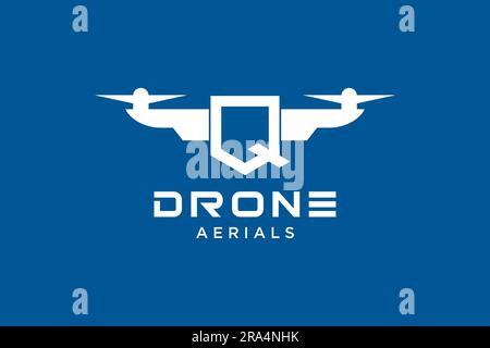 Letter Q Drone logo design template. Photography drone icon vector. Creative design. Stock Vector