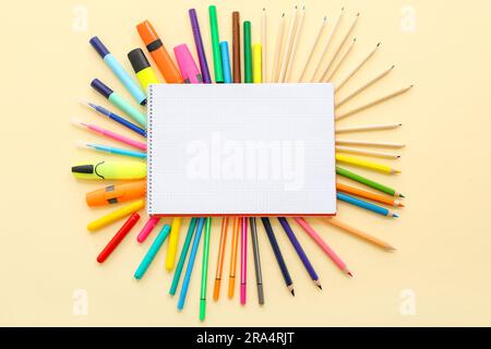 A Frame Of Colored Pencils And Markers - Stock Photos