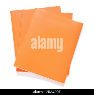 Orange notebooks isolated on white background Stock Photo