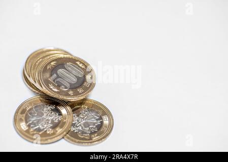 New 500 yen coins of Japan Stock Photo