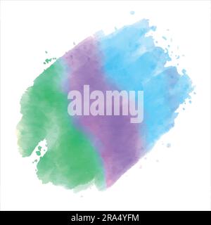 Turquoise, Green and Purple Watercolor background  strokes vector Stock Vector