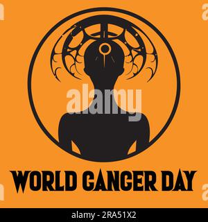 A Silhouette Cancer day icon illustration Stock Vector