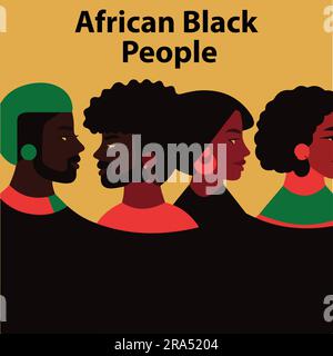 A set of Flat African Black people vector illustration Stock Vector